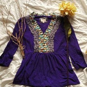 Anthropologie 3/4 sleeve Peplum Top EUC
